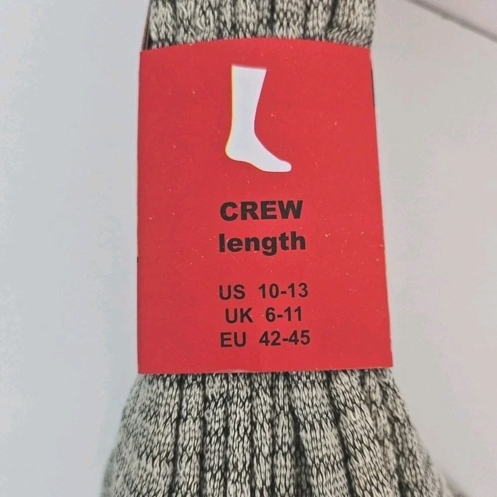 Extreme Weather Collection Thermal Socks 3 Pk Crew Lngth Sz 10-13 Cushioned Gray
